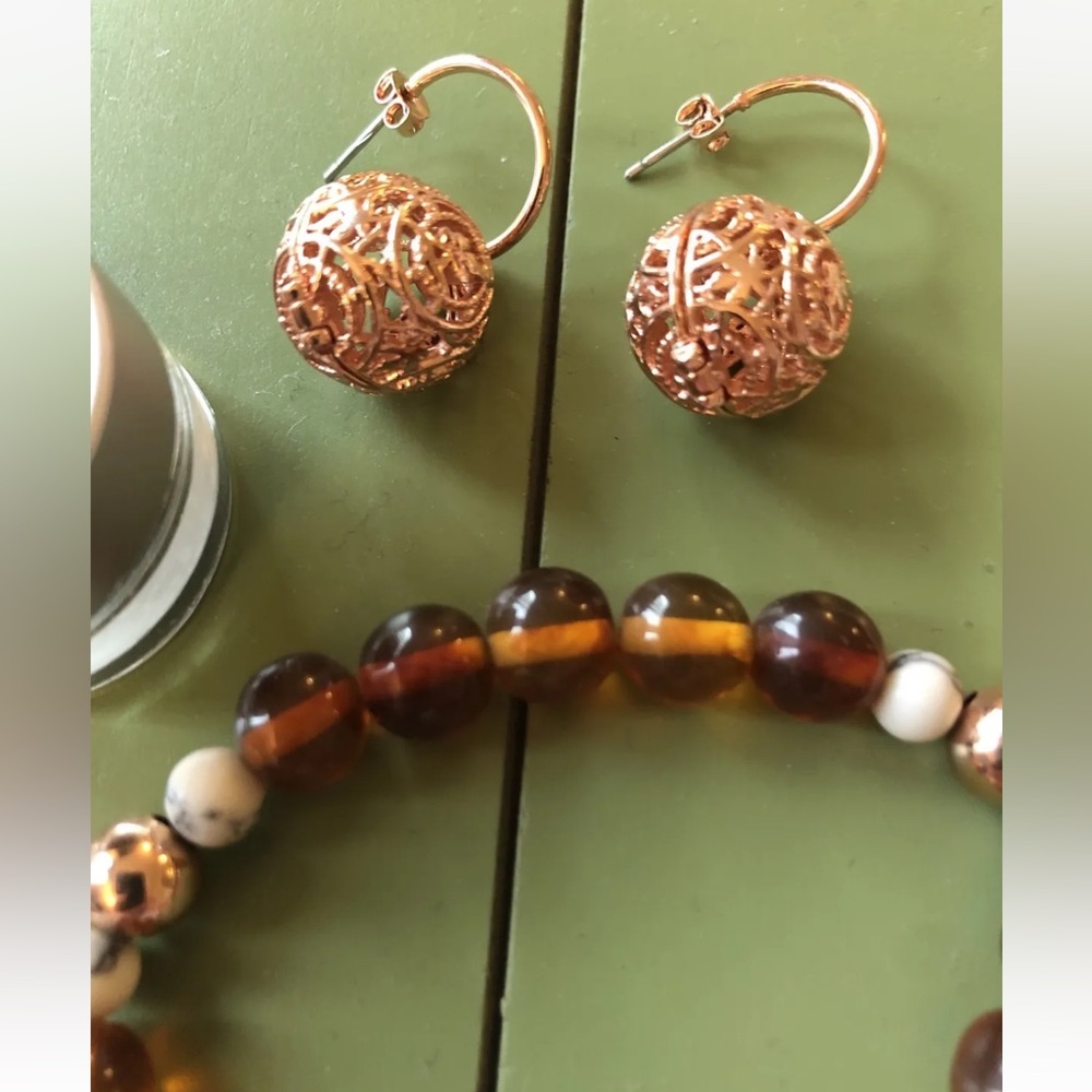 LISA HOFFMAN FINE FRAGRANCE JEWELRY EARRING, BRACELET, 2 BOTTLES TUSCAN FIG - Picture 5 of 9